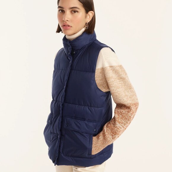 J Crew Signature Puffer Vest Navy Small - Picture 1 of 7